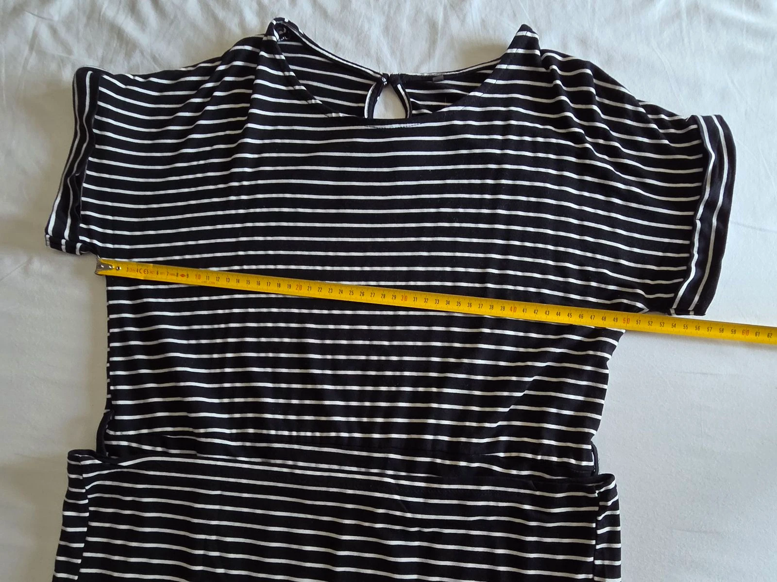 Vestido marinero negro y blanco L 40 vestido corto fluido a rayas – photo 8